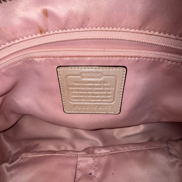 Coach Purse‎ Iridescent Shimmer Pearl Blush Pink Handbag Leather Tote Bag - Picture 11 of 11